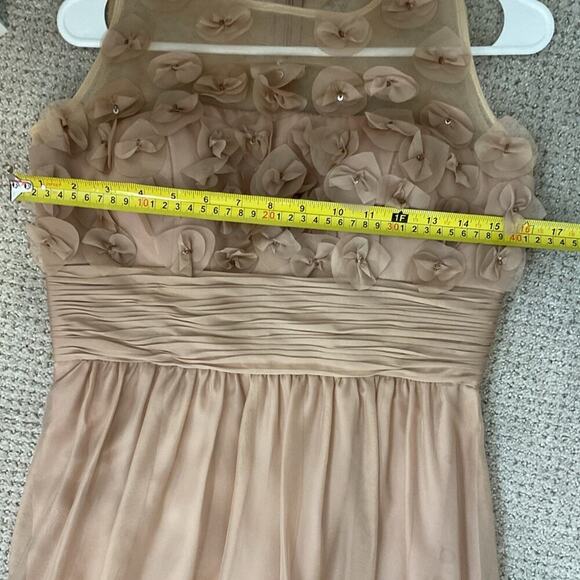 JS Collections Champagne Floral Appliqué Gown Size 6 - Picture 9 of 11